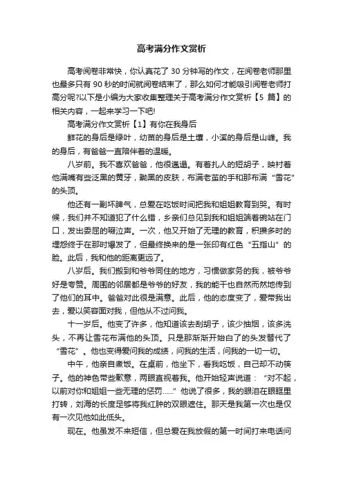 高考满分作文赏析