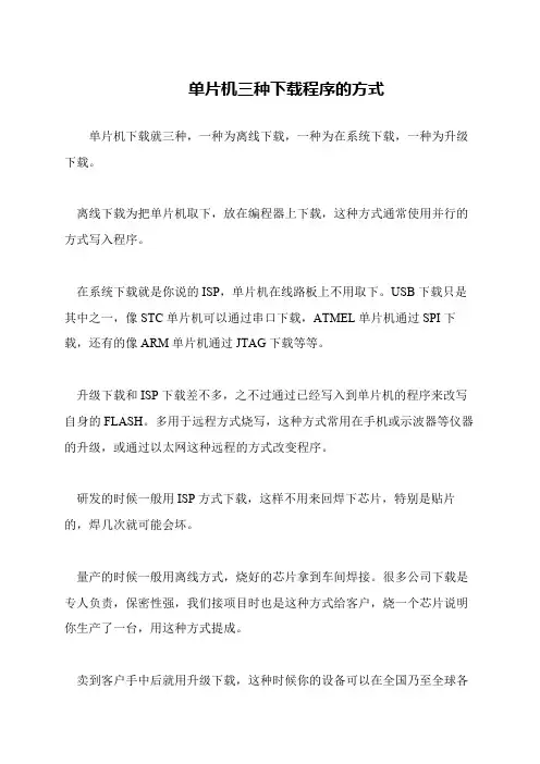 单片机三种下载程序的方式
