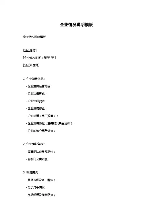 企业情况说明模板