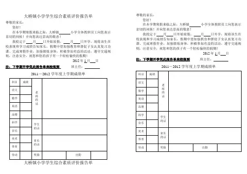 大桥镇小学学生综合素质评价报告单