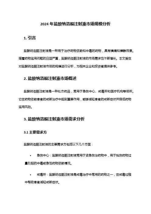2024年盐酸纳洛酮注射液市场规模分析