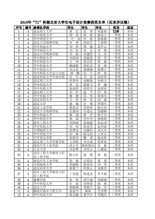 湖北2010ti杯电子大赛结果