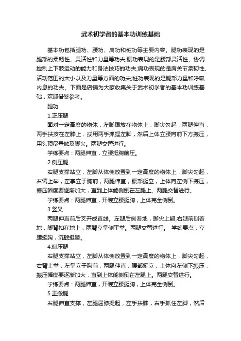 武术初学者的基本功训练基础