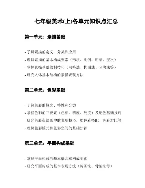 七年级美术(上)各单元知识点汇总