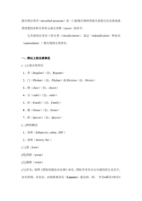 微生物的分类