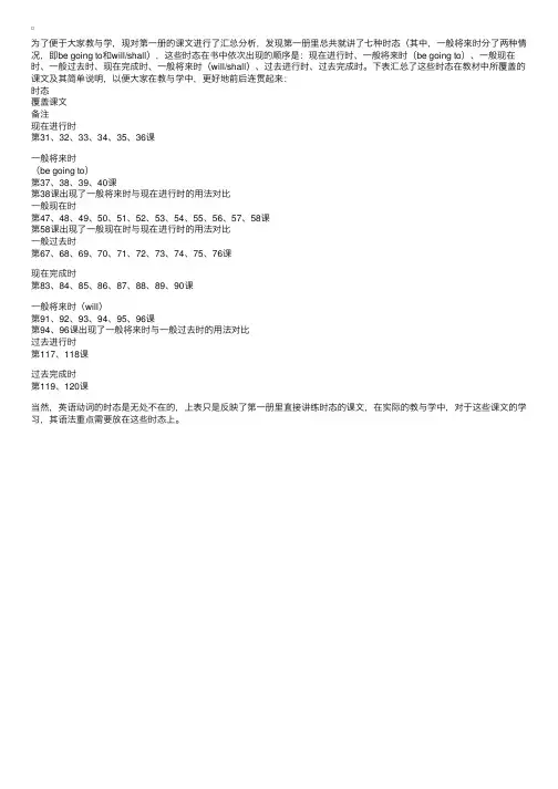 新概念英语（一）的几种时态