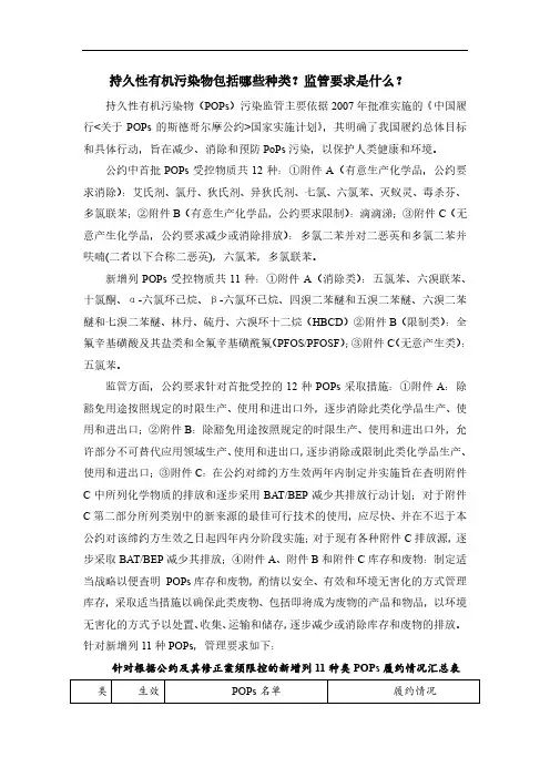 持久性有机污染物包括哪些种类？监管要求是什么？