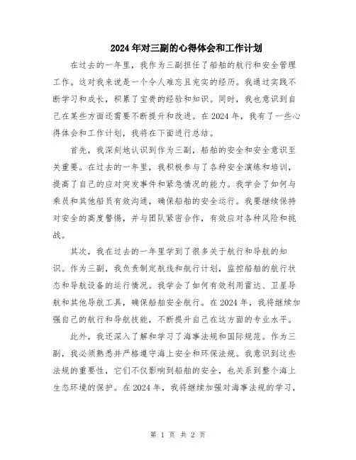 2024年对三副的心得体会和工作计划