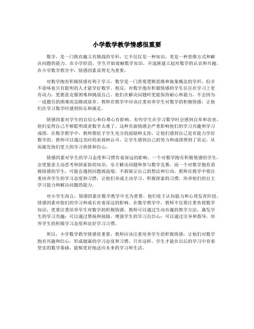 小学数学教学情感很重要