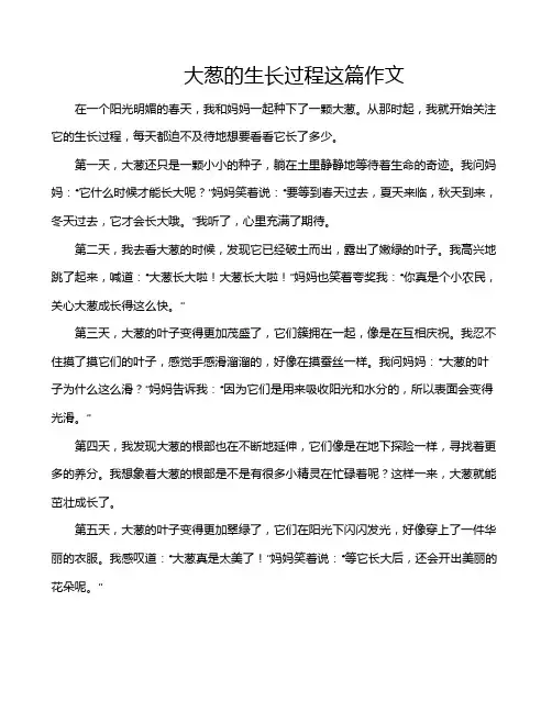 大葱的生长过程这篇作文