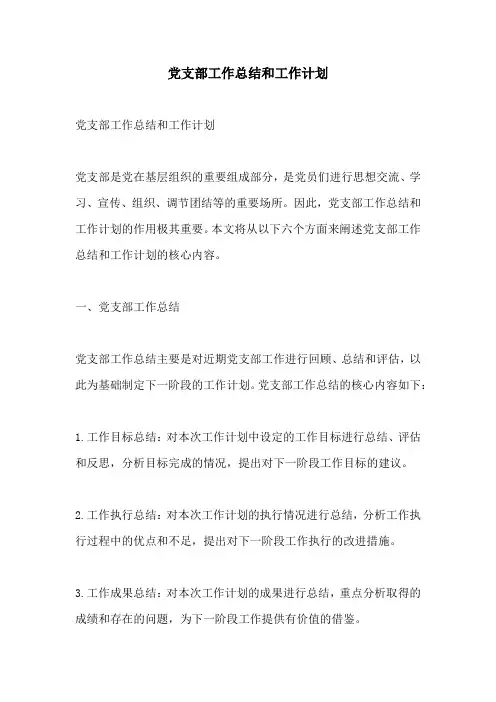 党支部工作总结和工作计划