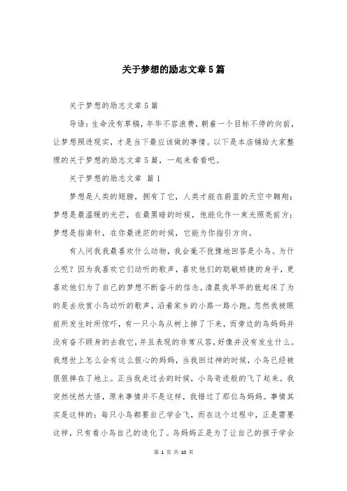 关于梦想的励志文章5篇