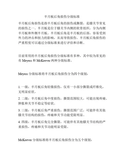 半月板后角损伤分级标准