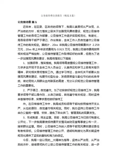 公务接待费自查报告（精选3篇）
