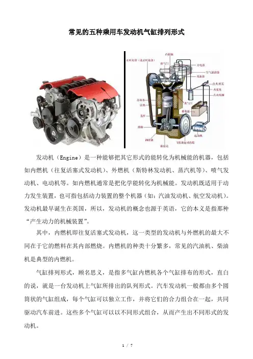 常见的五种乘用车发动机气缸排列形式