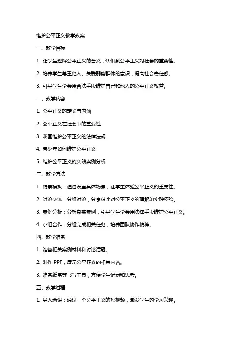 维护公平正义教学教案