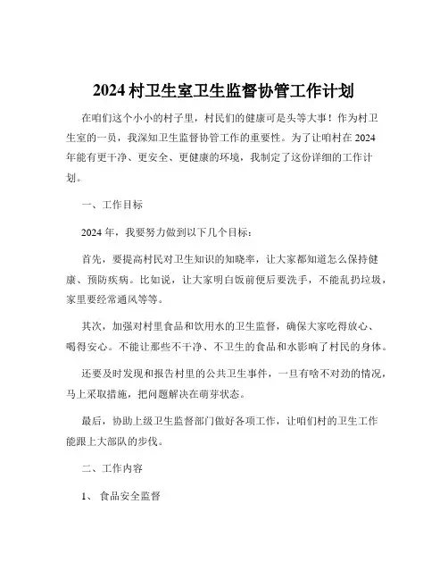 2024村卫生室卫生监督协管工作计划