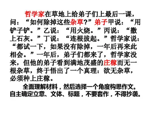 作文：欲无杂草必种庄稼