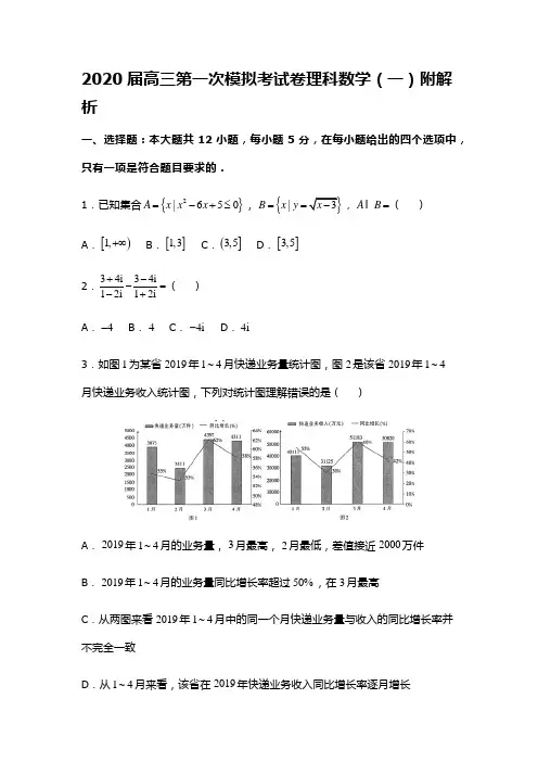 2020届高三第一次模拟考试卷理科数学(一)附解析