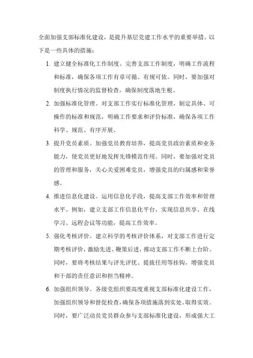 全面加强支部标准化建设