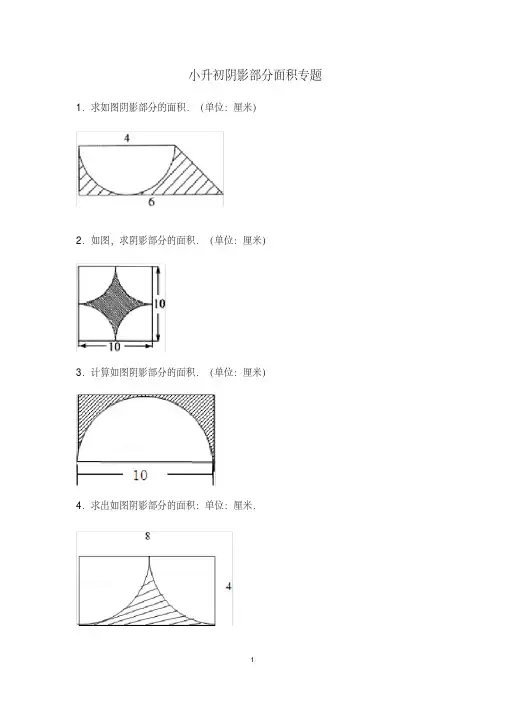 小学六年级_阴影部分面积_专题_复习_经典例题(含答案),推荐文档