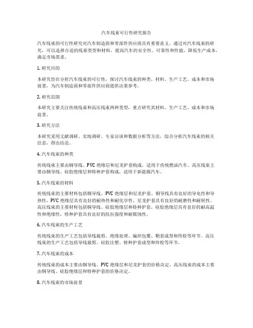 汽车线束可行性研究报告