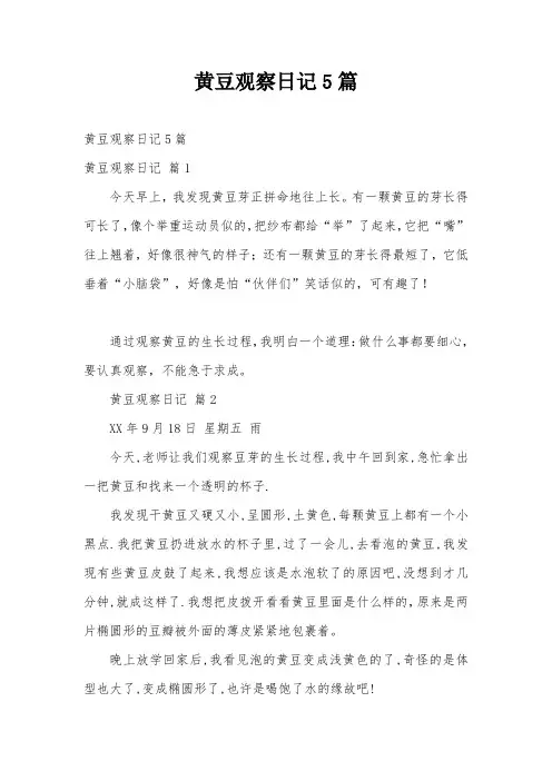 黄豆观察日记5篇