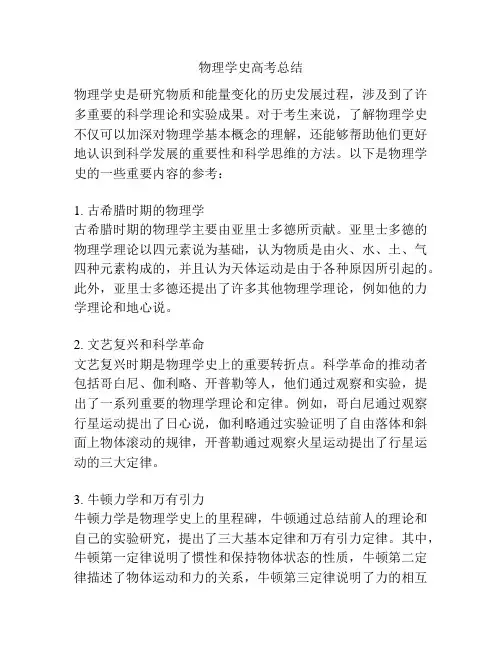 物理学史高考总结