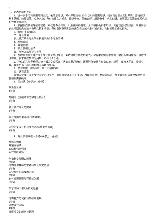 中国农业大学农业推广硕士专业学位研究生培养方案