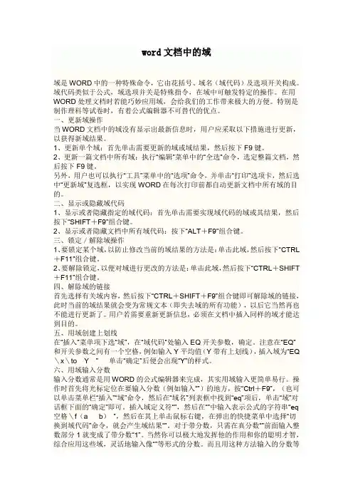word文档中的域