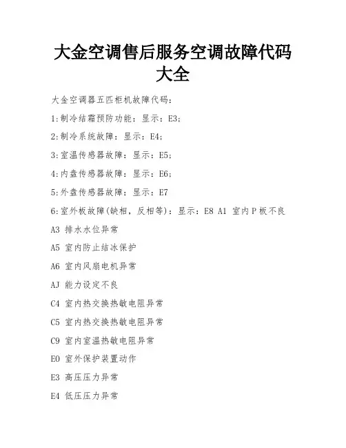 大金空调售后服务空调故障代码大全 
