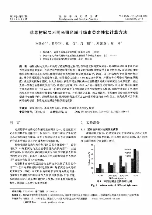 苹果树冠层不同光照区域叶绿素荧光性状计算方法