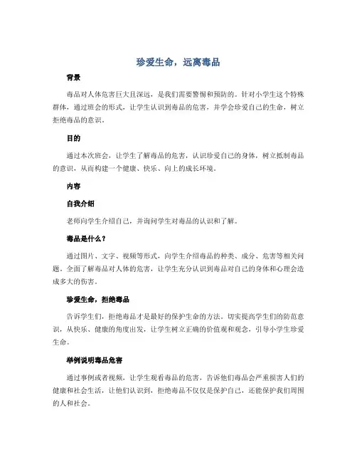 《珍爱生命,远离毒品》(说课稿)-小学生主题班会通用版