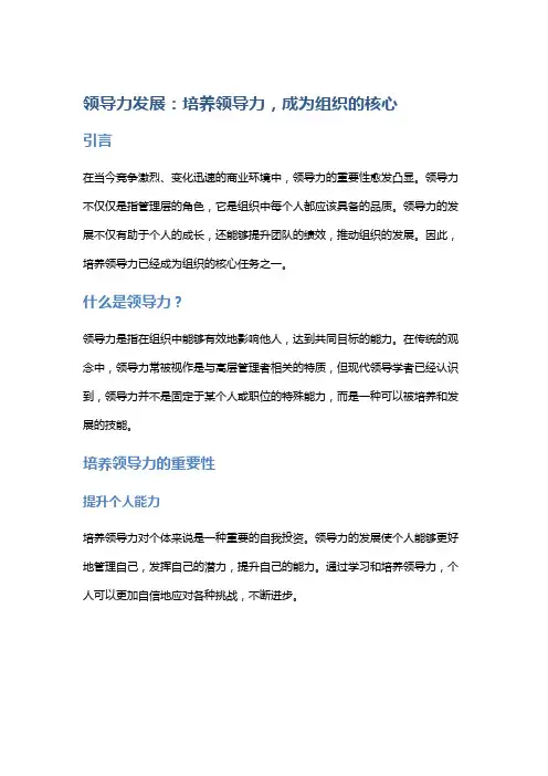 领导力发展：培养领导力,成为组织的核心