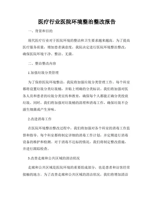 医疗行业医院环境整治整改报告