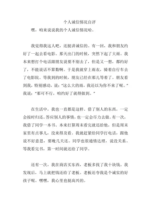 个人诚信情况自评