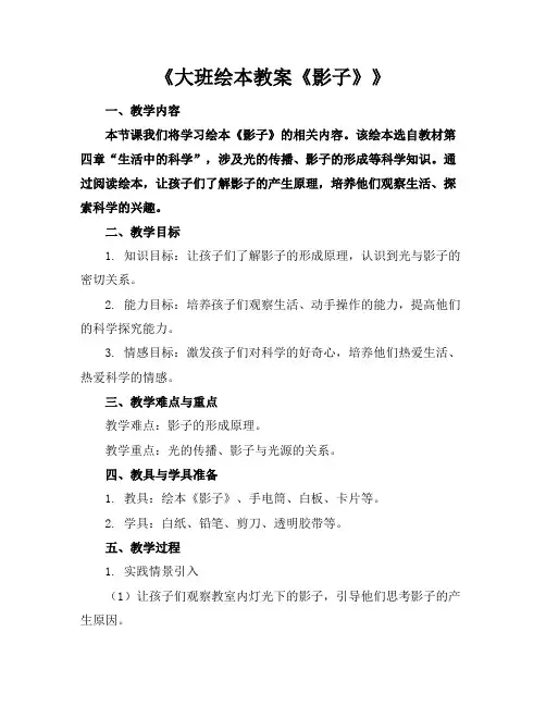 《大班绘本教案《影子》》