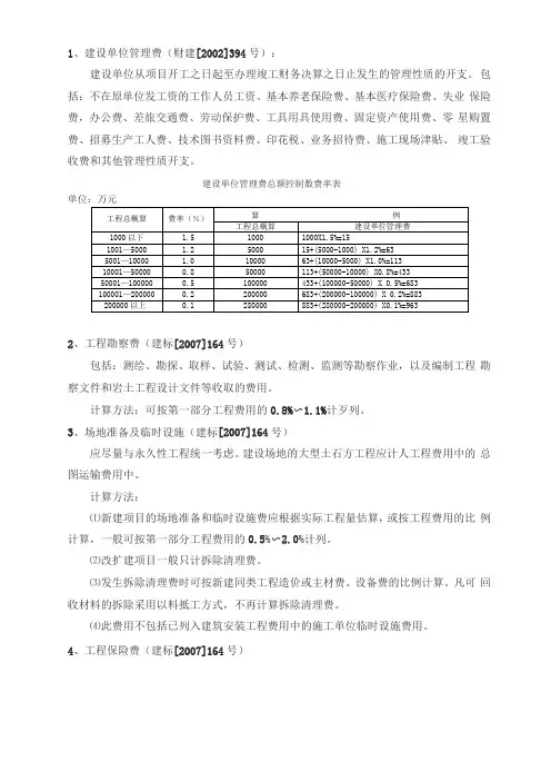 工程其它费收费依据