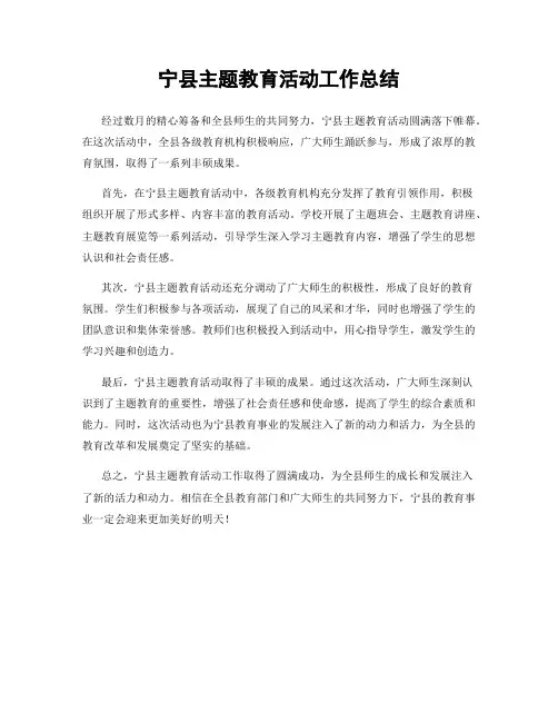 宁县主题教育活动工作总结