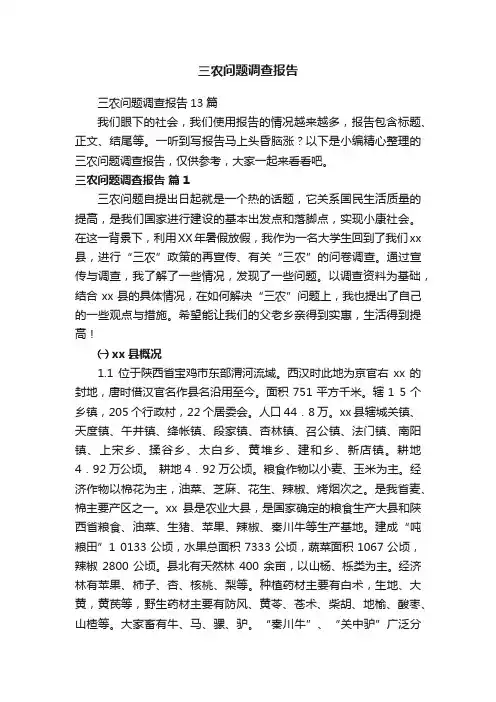 三农问题调查报告