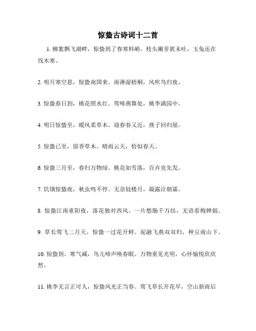 惊蛰古诗词十二首