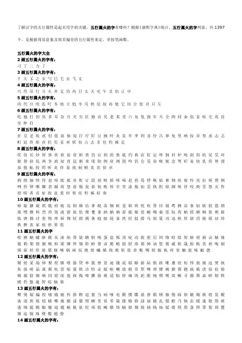 五行属火的字大全