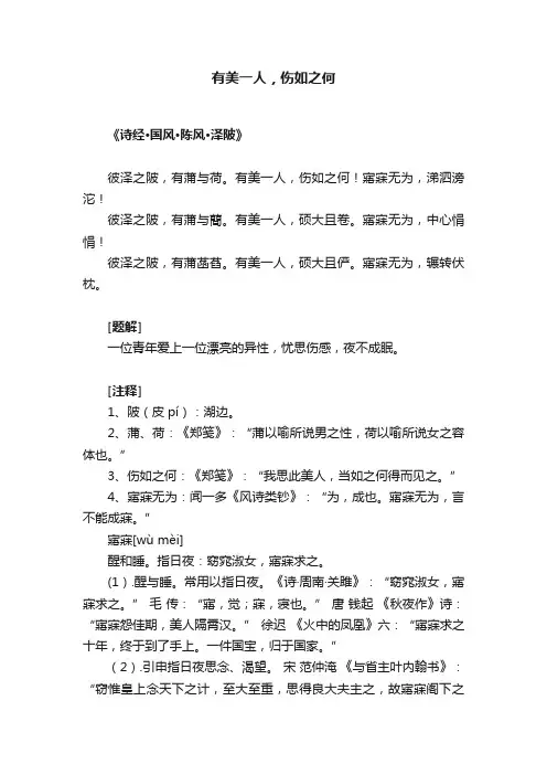 有美一人，伤如之何