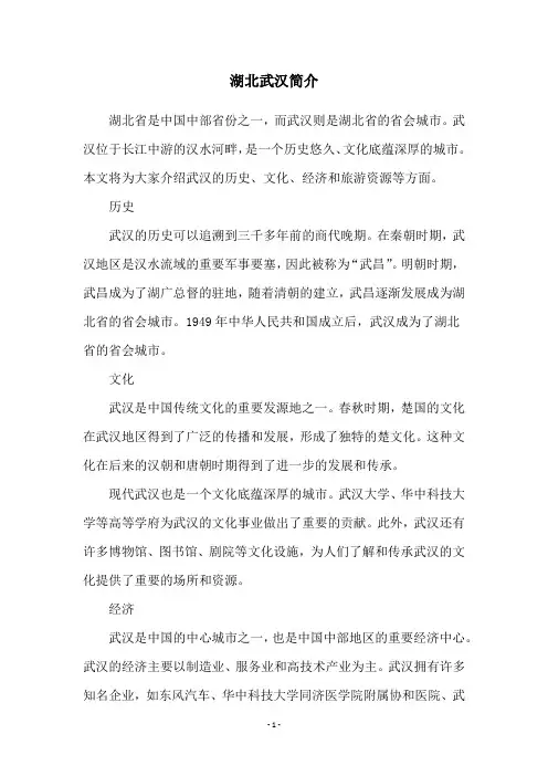 湖北武汉简介