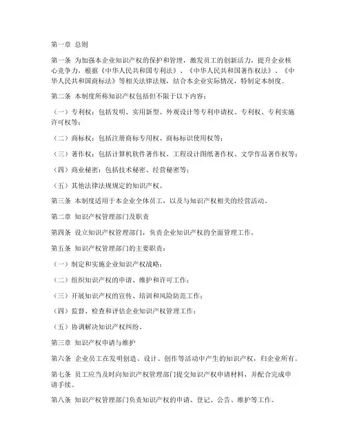 企业知识产权管理制度模板