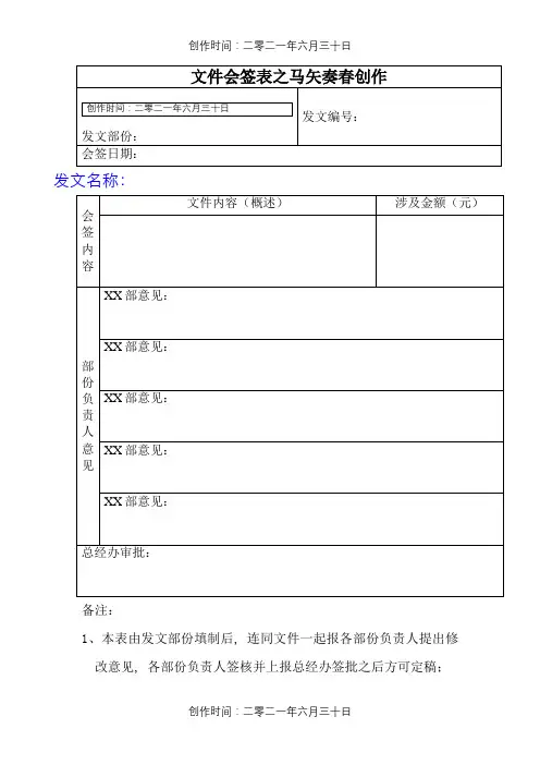 公司文件会签表