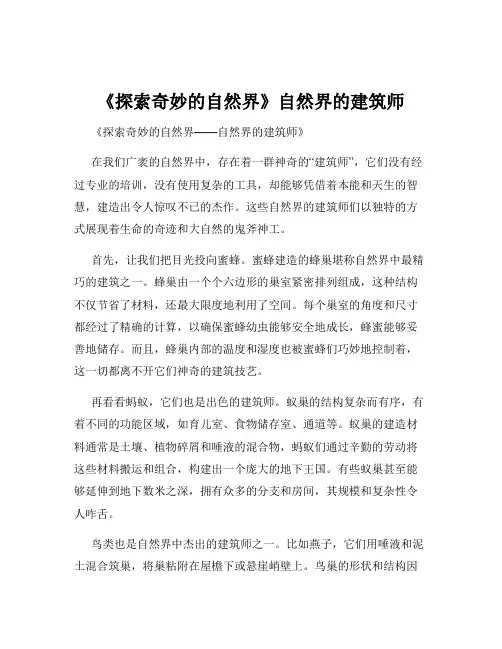 《探索奇妙的自然界》自然界的建筑师