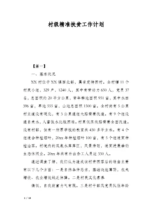 村级精准扶贫工作计划