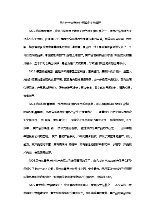 国内外十大壁挂炉品牌企业全解析