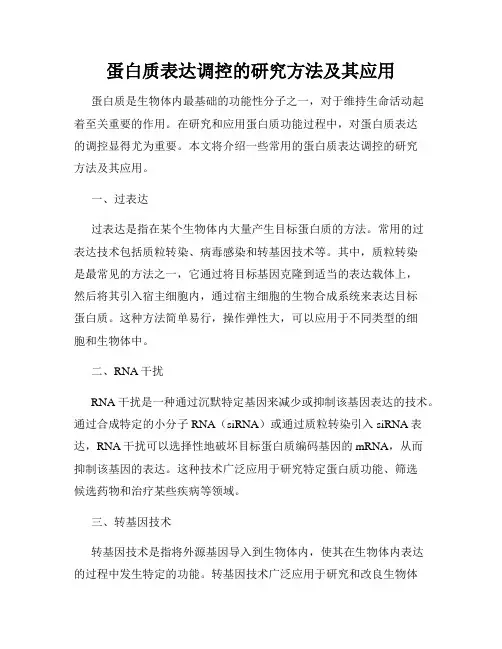 蛋白质表达调控的研究方法及其应用